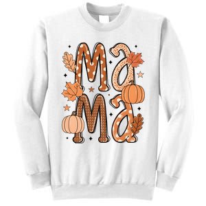 Fall Mama Autumn Leaves Pumpkin Sweatshirt