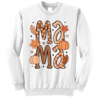 Fall Mama Autumn Leaves Pumpkin Sweatshirt