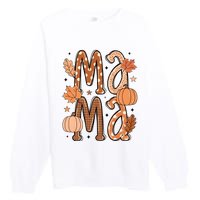 Fall Mama Autumn Leaves Pumpkin Premium Crewneck Sweatshirt