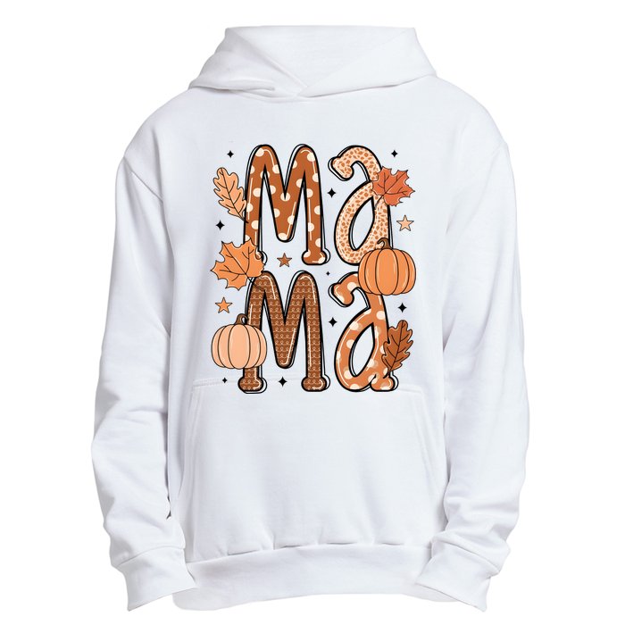 Fall Mama Autumn Leaves Pumpkin Urban Pullover Hoodie