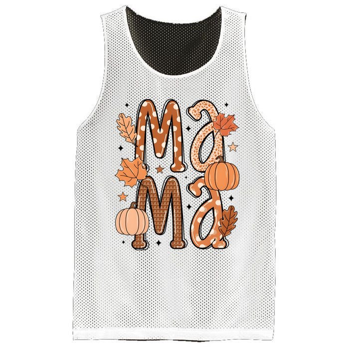 Fall Mama Autumn Leaves Pumpkin Mesh Reversible Basketball Jersey Tank