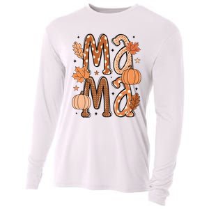 Fall Mama Autumn Leaves Pumpkin Cooling Performance Long Sleeve Crew