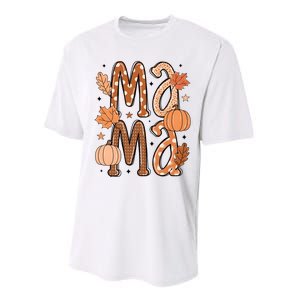 Fall Mama Autumn Leaves Pumpkin Performance Sprint T-Shirt