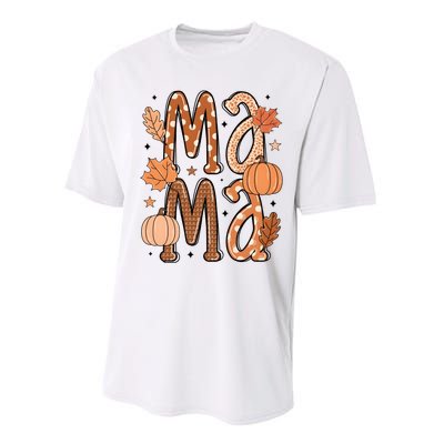 Fall Mama Autumn Leaves Pumpkin Performance Sprint T-Shirt