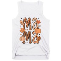 Fall Mama Autumn Leaves Pumpkin Tank Top