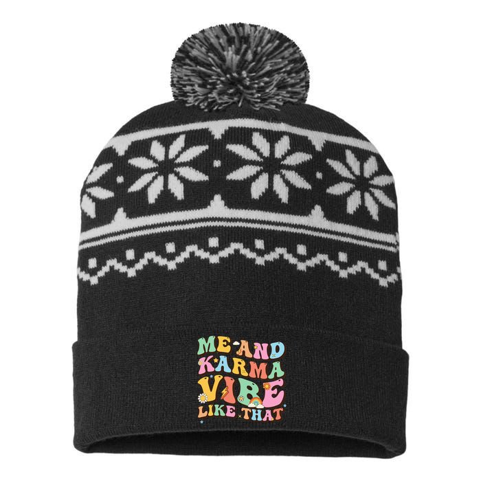 Funny Me And Karma Vibe Like That Groovy Lover Hippie Boho USA-Made Snowflake Beanie