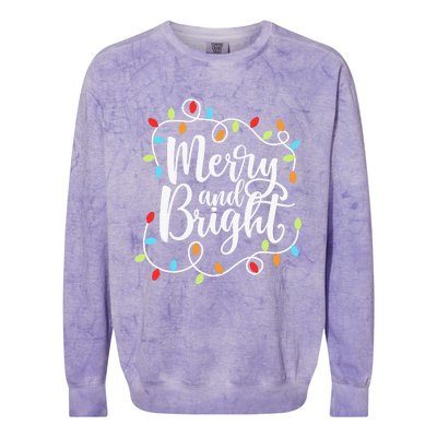 Funny Merry and Bright Christmas Lights Xmas Holiday Colorblast Crewneck Sweatshirt