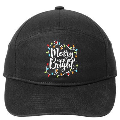 Funny Merry and Bright Christmas Lights Xmas Holiday 7-Panel Snapback Hat