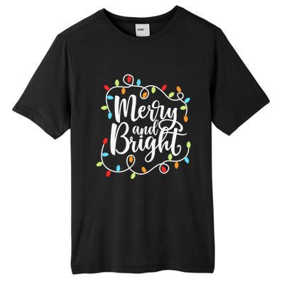 Funny Merry and Bright Christmas Lights Xmas Holiday Tall Fusion ChromaSoft Performance T-Shirt