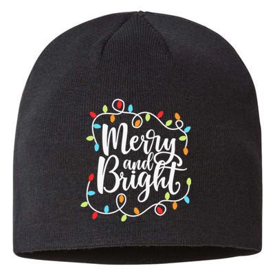 Funny Merry and Bright Christmas Lights Xmas Holiday Sustainable Beanie