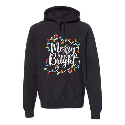 Funny Merry and Bright Christmas Lights Xmas Holiday Premium Hoodie