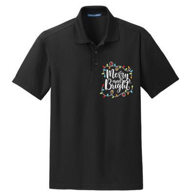 Funny Merry and Bright Christmas Lights Xmas Holiday Dry Zone Grid Polo