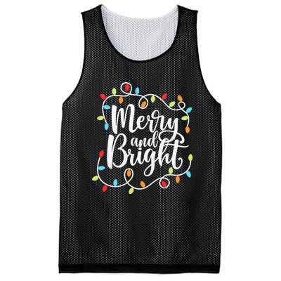 Funny Merry and Bright Christmas Lights Xmas Holiday Mesh Reversible Basketball Jersey Tank