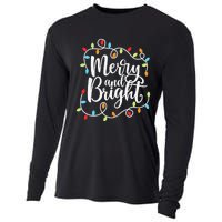 Funny Merry and Bright Christmas Lights Xmas Holiday Cooling Performance Long Sleeve Crew