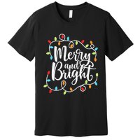 Funny Merry and Bright Christmas Lights Xmas Holiday Premium T-Shirt