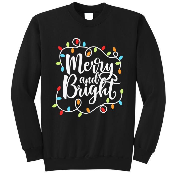 Funny Merry and Bright Christmas Lights Xmas Holiday Tall Sweatshirt