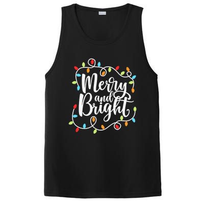 Funny Merry and Bright Christmas Lights Xmas Holiday PosiCharge Competitor Tank