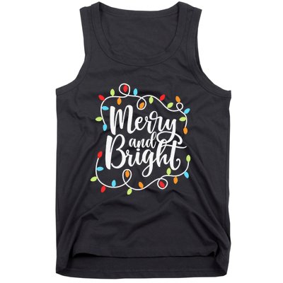 Funny Merry and Bright Christmas Lights Xmas Holiday Tank Top