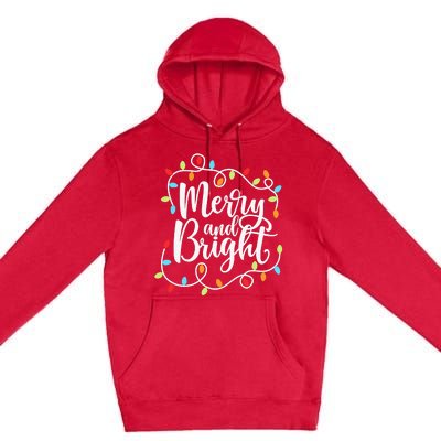 Funny Merry and Bright Christmas Lights Xmas Holiday Premium Pullover Hoodie