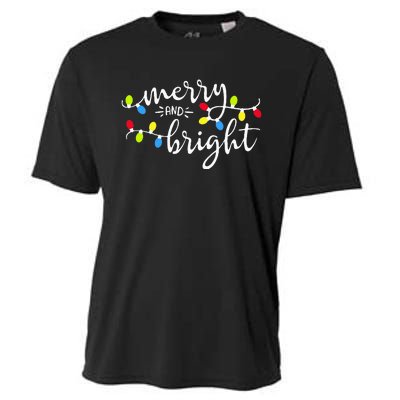 Funny Merry And Bright Christmas Lights Xmas Holiday Cooling Performance Crew T-Shirt