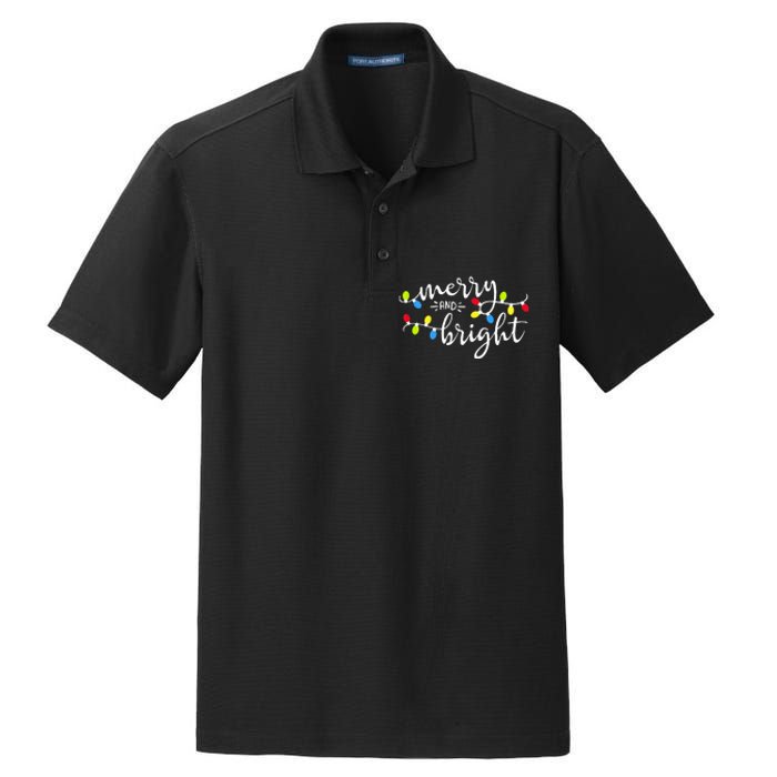 Funny Merry And Bright Christmas Lights Xmas Holiday Dry Zone Grid Polo