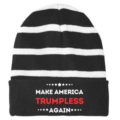 Funny Make America Trumpless Again In 2024 Striped Beanie with Solid Band