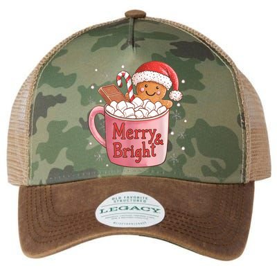 Funny Merry And Bright Christmas Gingerbread Man Hot Cocoa Legacy Tie Dye Trucker Hat