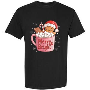 Funny Merry And Bright Christmas Gingerbread Man Hot Cocoa Garment-Dyed Heavyweight T-Shirt