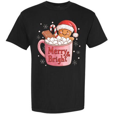Funny Merry And Bright Christmas Gingerbread Man Hot Cocoa Garment-Dyed Heavyweight T-Shirt
