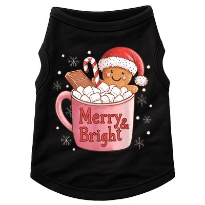 Funny Merry And Bright Christmas Gingerbread Man Hot Cocoa Doggie Tank