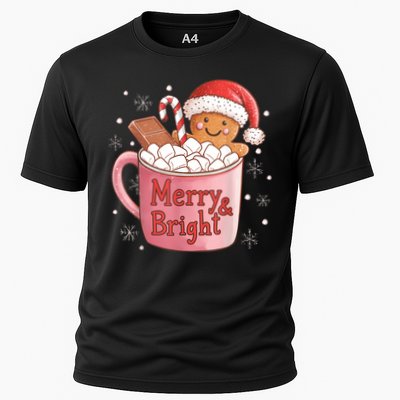 Funny Merry And Bright Christmas Gingerbread Man Hot Cocoa Performance Shirt