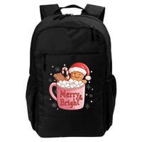 Funny Merry And Bright Christmas Gingerbread Man Hot Cocoa Backpack