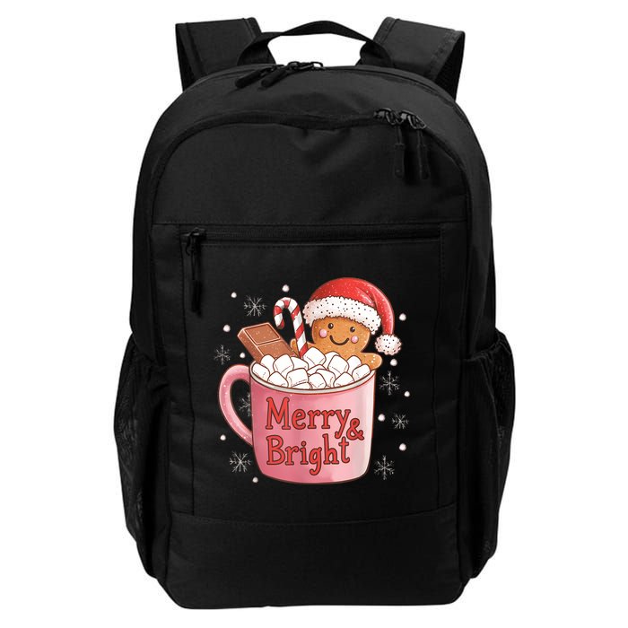Funny Merry And Bright Christmas Gingerbread Man Hot Cocoa Backpack