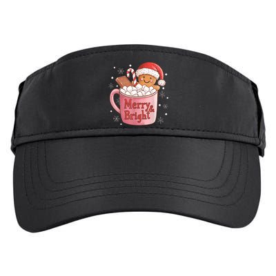 Funny Merry And Bright Christmas Gingerbread Man Hot Cocoa Adult Drive Performance Visor