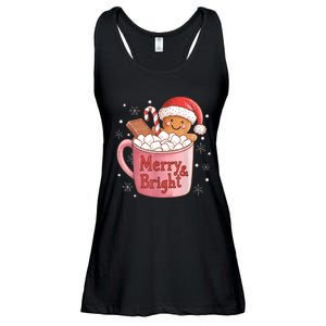 Funny Merry And Bright Christmas Gingerbread Man Hot Cocoa Ladies Essential Flowy Tank