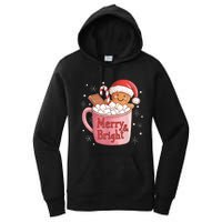 Funny Merry And Bright Christmas Gingerbread Man Hot Cocoa Women's Pullover Hoodie