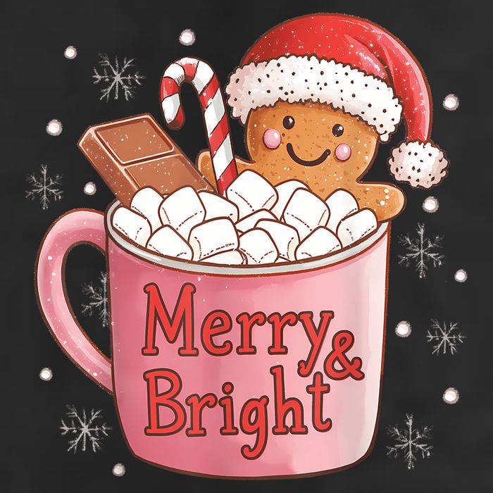 Funny Merry And Bright Christmas Gingerbread Man Hot Cocoa 25L Jumbo Tote