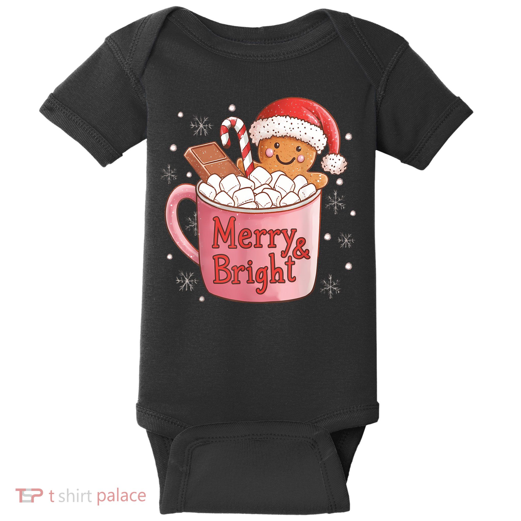 Funny Merry And Bright Christmas Gingerbread Man Hot Cocoa Baby Bodysuit