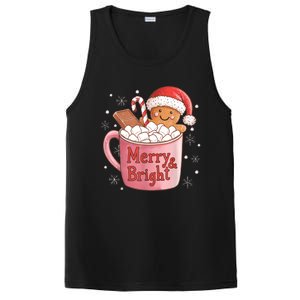 Funny Merry And Bright Christmas Gingerbread Man Hot Cocoa PosiCharge Competitor Tank