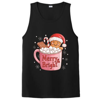 Funny Merry And Bright Christmas Gingerbread Man Hot Cocoa PosiCharge Competitor Tank