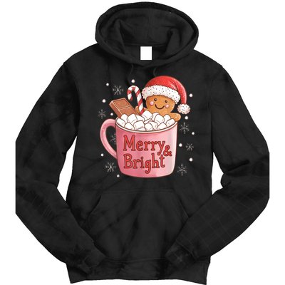 Funny Merry And Bright Christmas Gingerbread Man Hot Cocoa Tie Dye Hoodie