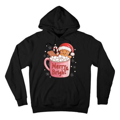 Funny Merry And Bright Christmas Gingerbread Man Hot Cocoa Tall Hoodie