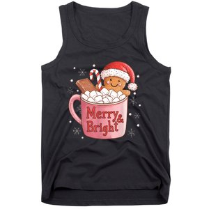 Funny Merry And Bright Christmas Gingerbread Man Hot Cocoa Tank Top