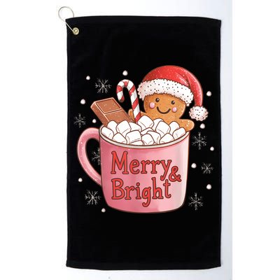 Funny Merry And Bright Christmas Gingerbread Man Hot Cocoa Golf Towel