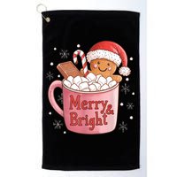 Funny Merry And Bright Christmas Gingerbread Man Hot Cocoa Golf Towel