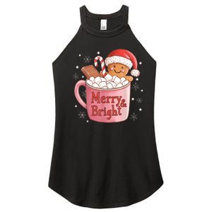 Funny Merry And Bright Christmas Gingerbread Man Hot Cocoa Women's Perfect Tri Rocker Tank