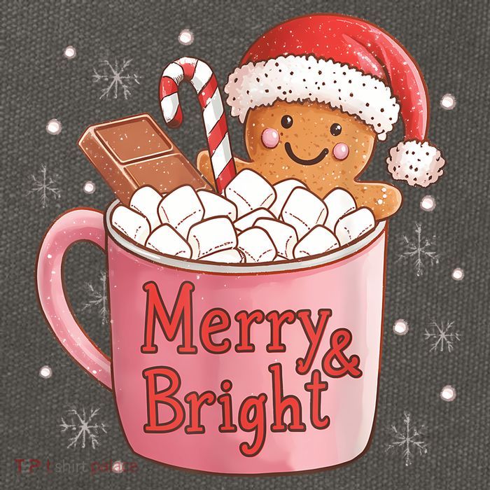 Funny Merry And Bright Christmas Gingerbread Man Hot Cocoa Cotton Canvas Backpack