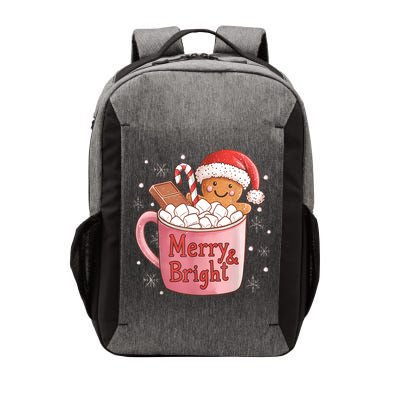Funny Merry And Bright Christmas Gingerbread Man Hot Cocoa Vector Backpack