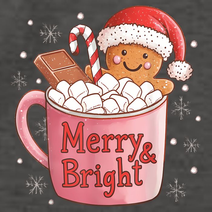 Funny Merry And Bright Christmas Gingerbread Man Hot Cocoa Vector Backpack