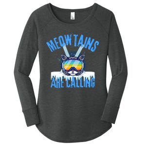 Funny Meowtains Are Calling Gift For Skier Women's Perfect Tri Tunic Long Sleeve Shirt